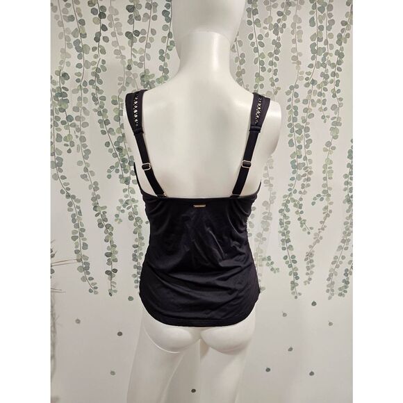Sea Level Australia Black Mesh Trim V-Neck Tankini Swim Top Women’s Size 8 - Picture 7 of 11